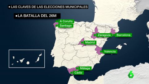 Barcelona, Madrid, Zaragoza, Valencia, Cádiz, Málaga, Santiago y A Coruña: esto es lo que puede pasar tras las municipales