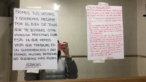 La nota que ha encontrado una trabajadora de un supermercado de Cartagena de sus vecinos durante el coronavirus
