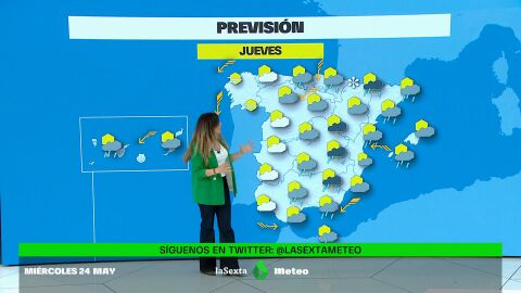 (24-05-23) Chubascos y tormentas fuertes en el tercio este peninsular y Baleares.