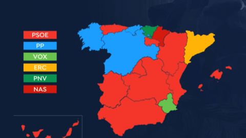 Elecciones generales 2019: El mapa de España vuelve a teñirse de rojo