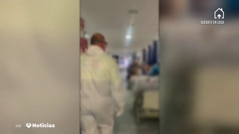Las imágenes grabadas en las urgencias del hospital Severo Ochoa de Leganés: enfermos con oxígeno en los pasillos