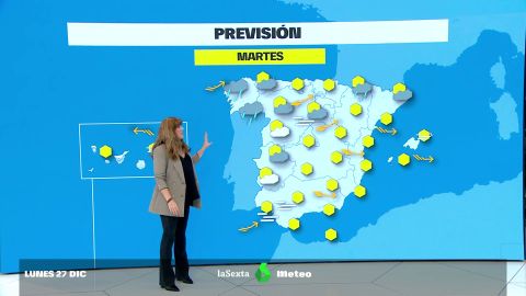 (27-12-21) Intervalos de viento fuerte en Galicia, cordillera Cantábrica, Pirineos, sistema Ibérico, costa de Cataluña y zona de Levante.