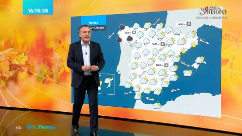 (21-11-22) Precipitaciones persistentes en el oeste de Galicia, y localmente fuertes de madrugada en Baleares