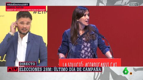 (26-05-23) Rufián aboga por un cambio en Santa Coloma de Gramanet y critica que "32 años de PSOE" es "insano y tóxico"