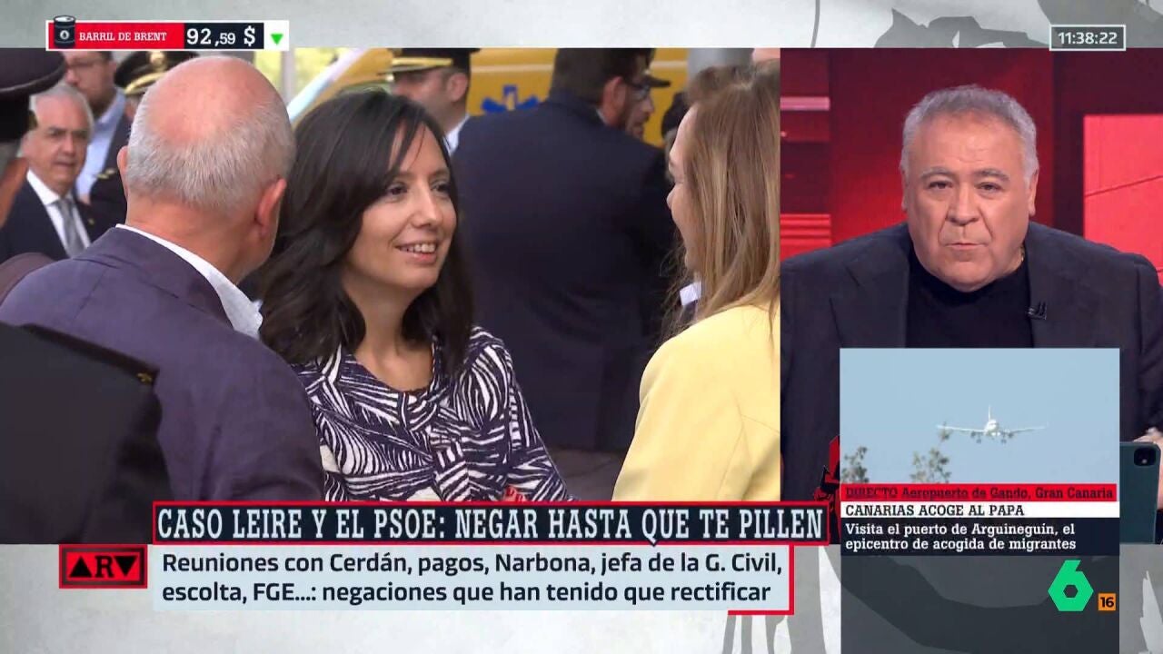 Al Rojo Vivo (11-06-26) Ferreras, tras negar el PSOE en un primer momento  los contactos de Leire con la directora de la Guardia Civil o la Fiscalía:  "Nos intentan hacer una cortina de humo"